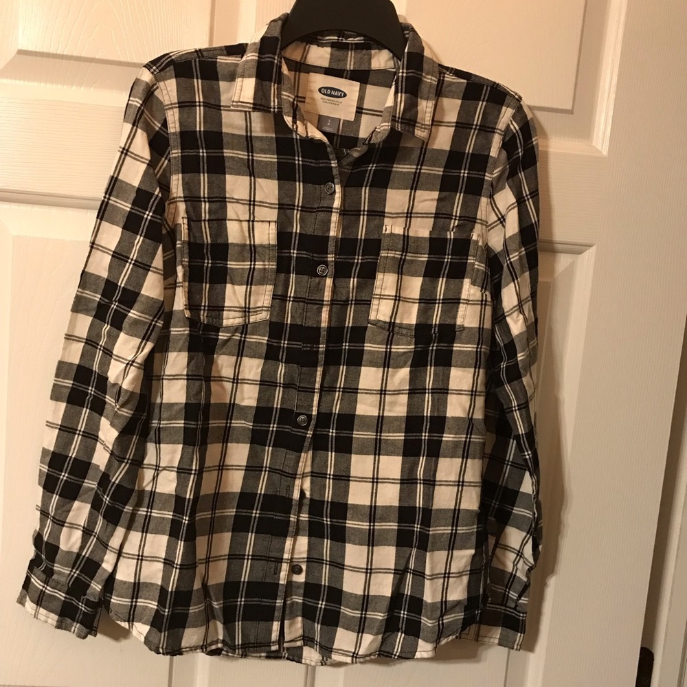 💸💥2/$10💥Flannel Plaid B&W Button Down Shirt